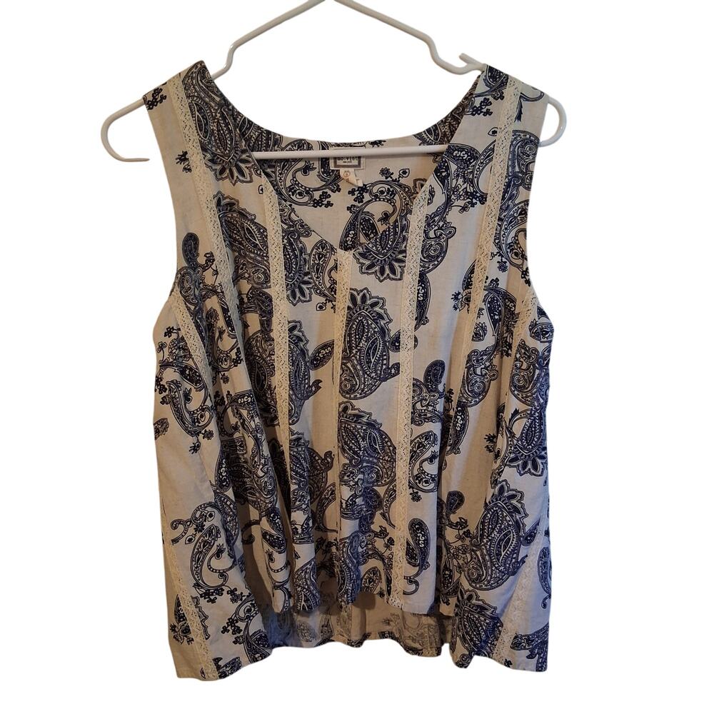 Mo vint sz Small linen blend v-neck swing tank